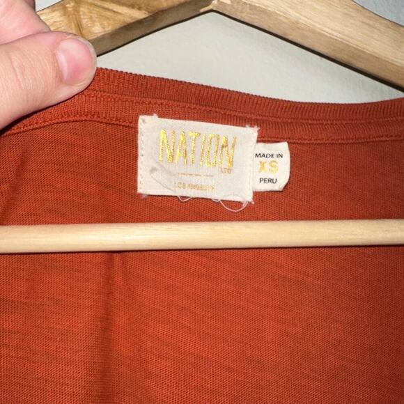 Nation LTD Everleigh Frilly Dress Cayenne XS Cotton Ruffle Midi Length - Picture 3 of 7